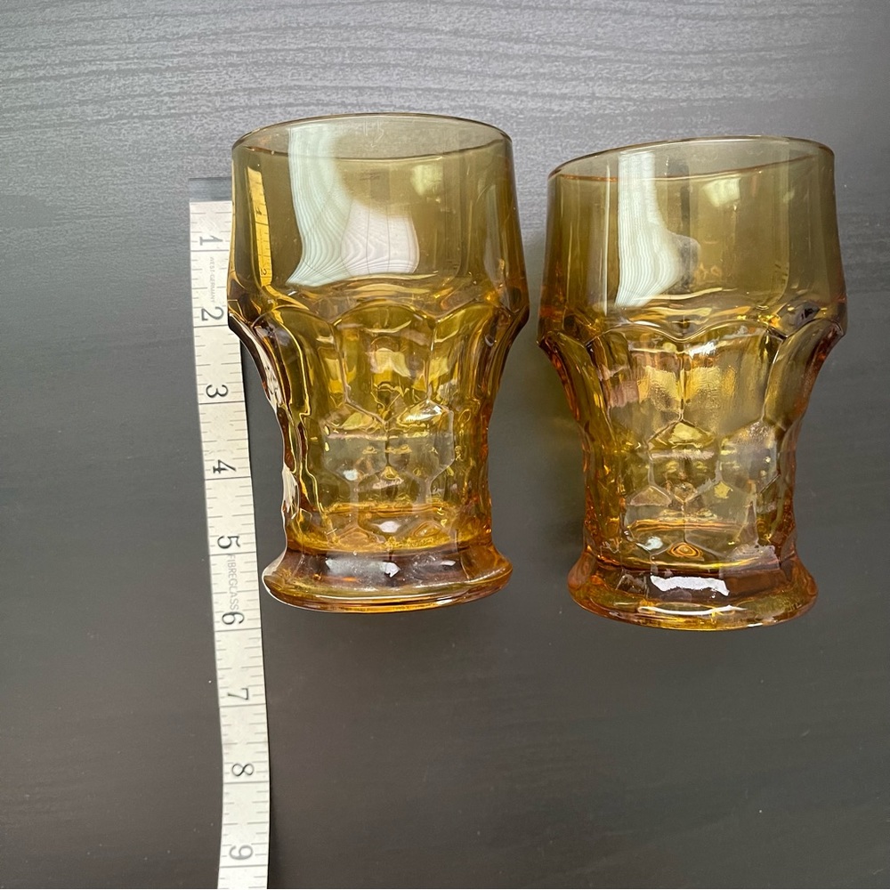 Vintage Anchor Hocking Georgian Amber Honeycomb Glasses - Picture 8 of 8